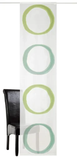 Schiebegardinen Meterware Ausbrenner Swirl Kreise weiß grün 60cm Breite