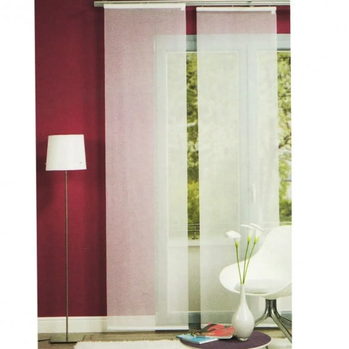 Schiebevorhang Flächenvorhang mit Alupaneelwagen 245x60cm creme
