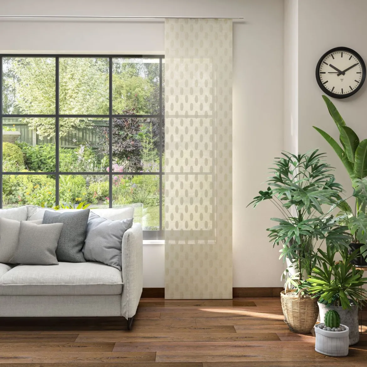 Schiebevorhang Flächenvorhang Liv Leinen Scherli Ovale beige 245x60cm