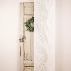 Schiebevorhang Flächenvorhang Scherli Blätter weiß braun 245x60cm