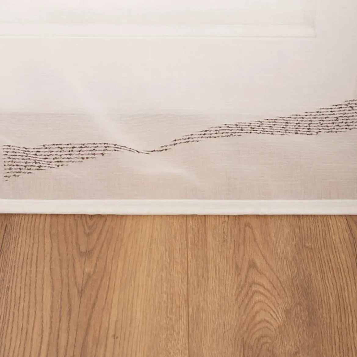 Schiebevorhang Leinenstruktur Voile abstrakt weiß taupe 245x60cm (BxH)