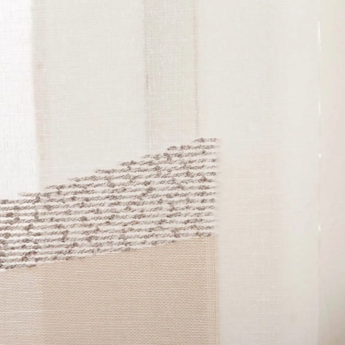 Schiebevorhang Leinenstruktur Voile Sockeldessin abstrakt weiß taupe 245x60cm