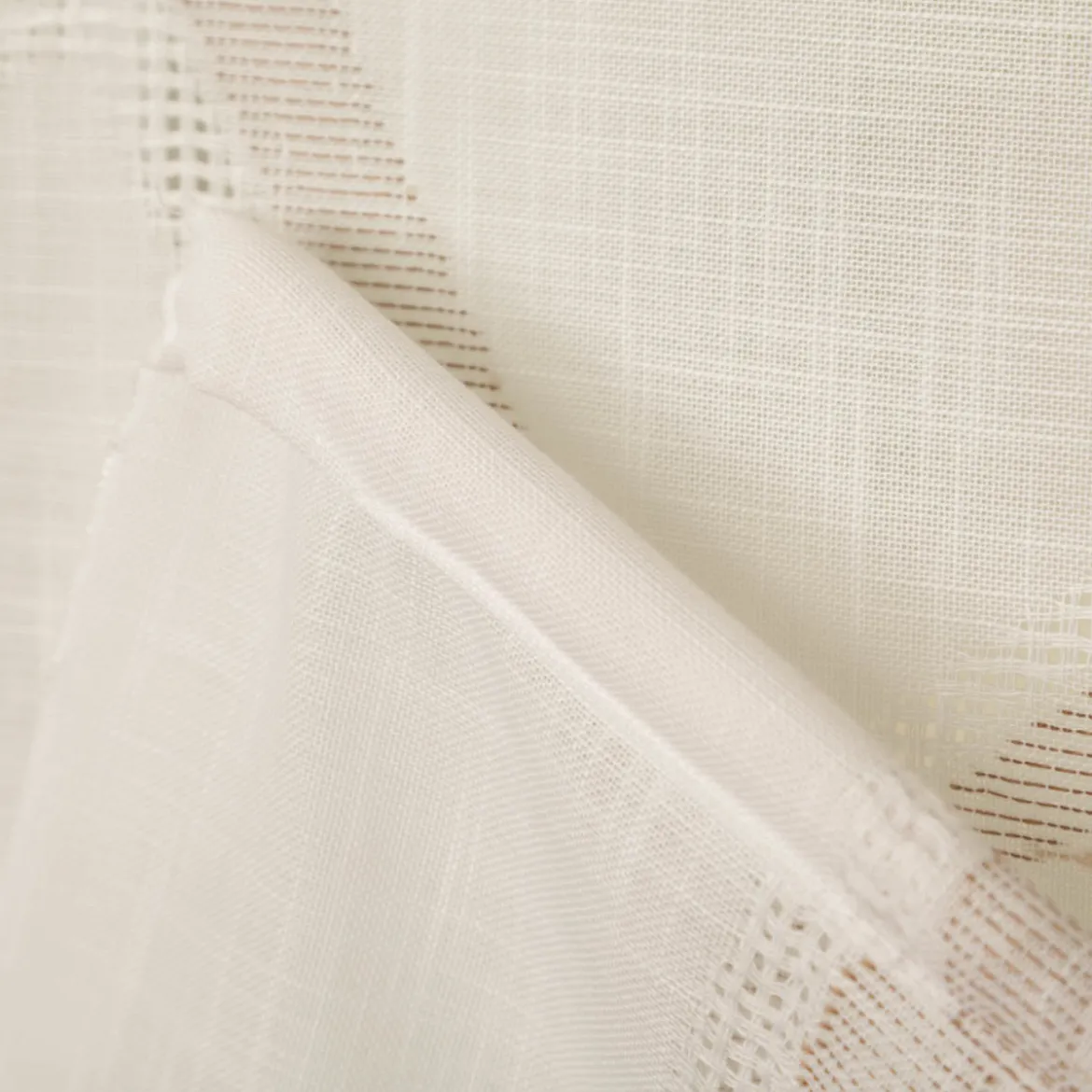 Schiebevorhang Leinenstruktur Voile Kreise mit Technik wollweiß natur 245x60cm