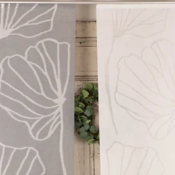 Schiebevorhang Schiebegardine Scherli Gingko Blätter halbtransparent inkl. Technik weiß 245x60cm