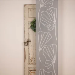 Schiebevorhang Schiebegardine Scherli Gingko Blätter halbtransparent inkl. Technik grau 245x60cm