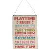 Schild Metall Retro Playtime rules 20x28cm