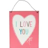 Schild Plakette Blech Vintage "I LOVE YOU" rosa 19x15cm