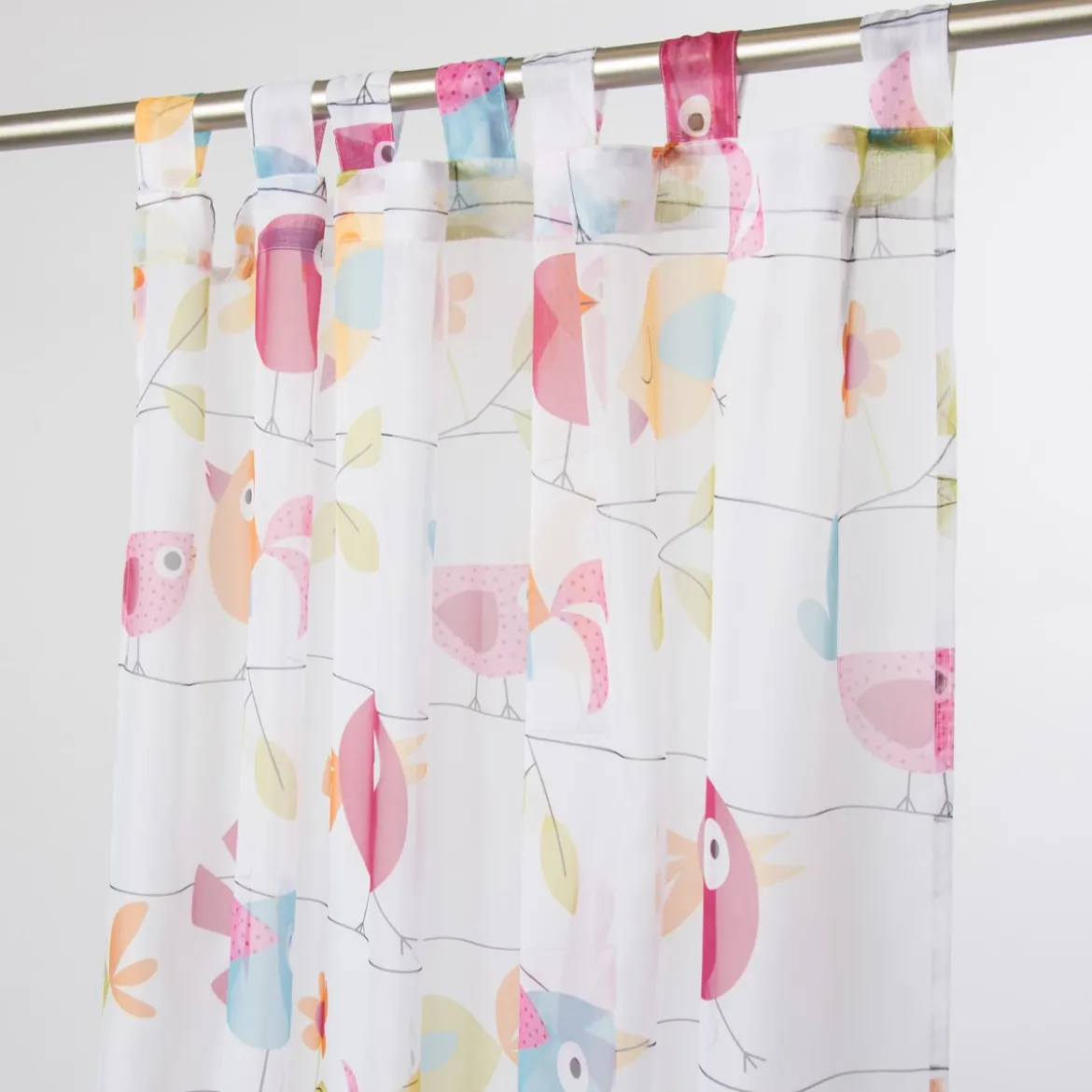 Schlaufenschal Dekoschal Fertiggardine 140x245cm Vögel bunt