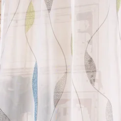 Schlaufenschal Fertiggardine Voile Blätter weiß blau grün 140x245cm