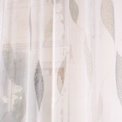 Schlaufenschal Fertiggardine Voile Blätter weiß grau 140x245cm