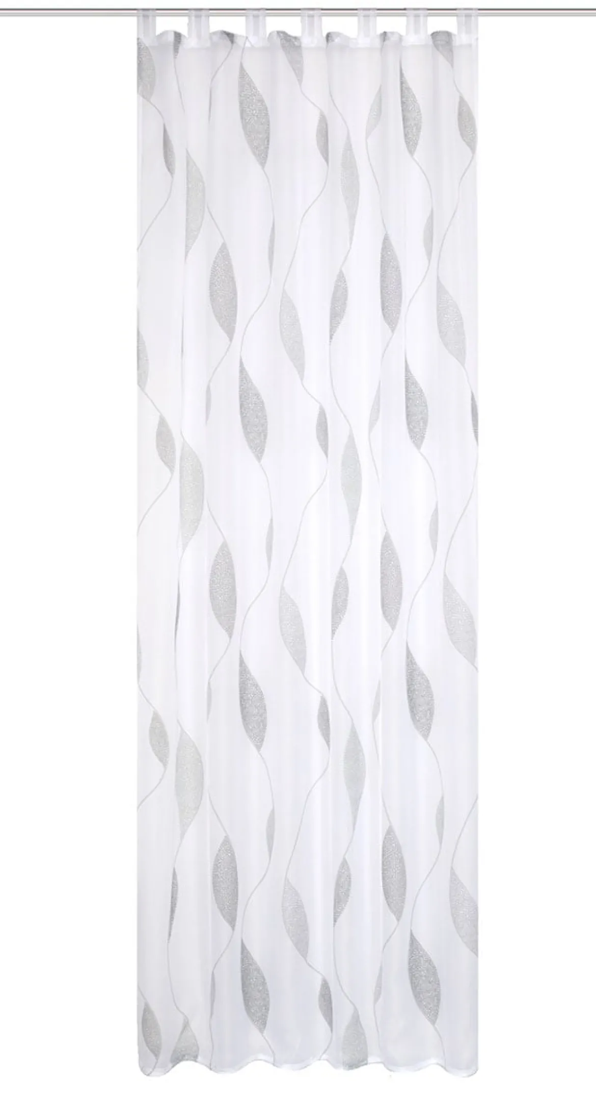Schlaufenschal Fertiggardine Voile Blätter weiß grau 140x245cm