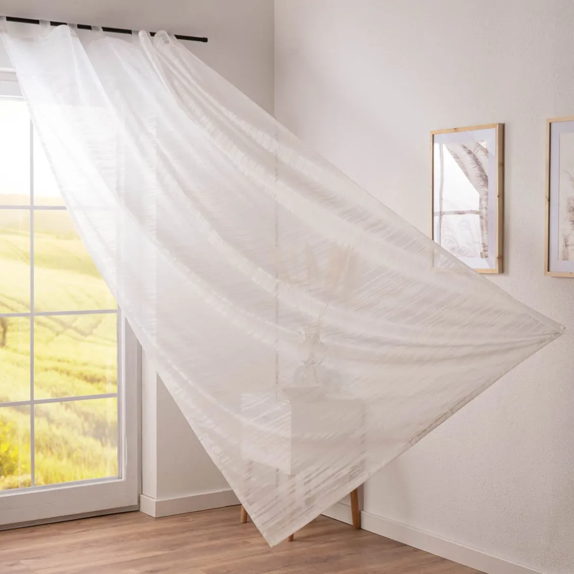 Schlaufenschal Gardine Filou Elbersdrucke transparent Scherli Ikat weiß140cmx255cm