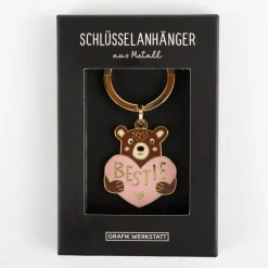 Schlüsselanhänger Bestie mit Gold-Veredelung 85x40mm von Grafik Werkstatt