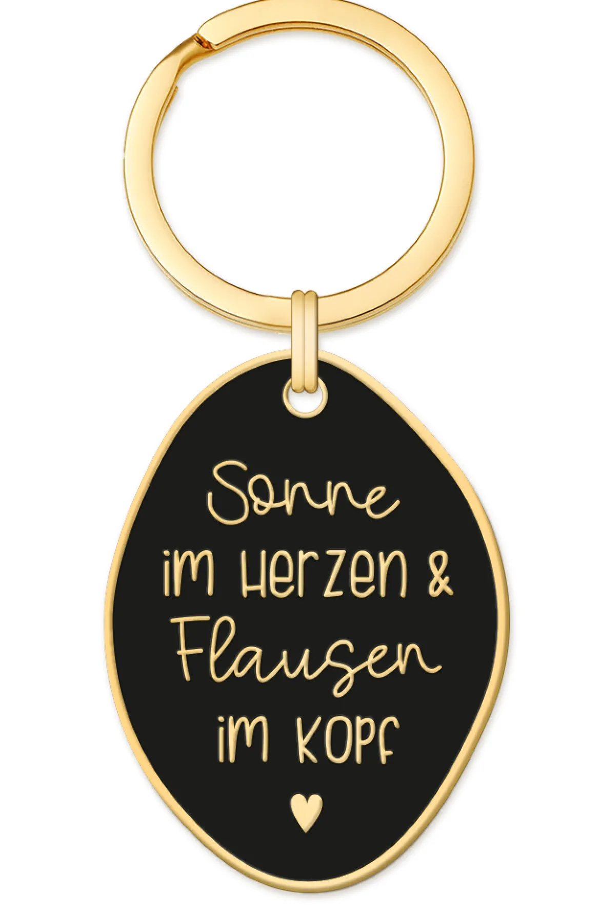 Schlüsselanhänger Sonne im Herzen & Flausen im Kopf 85x40mm von Grafik Werkstatt