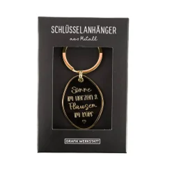 Schlüsselanhänger Sonne im Herzen & Flausen im Kopf 85x40mm von Grafik Werkstatt