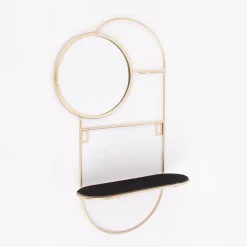Schmuckhalter mit Spiegel Metall goldfarbig 48x29x10cm