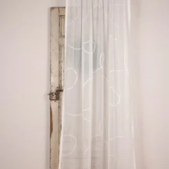 SCHÖNER LEBEN. Gardine Scherli Leinenstrukur Grafik Schlingendessin ecru 140cm breit und 285cm hoch oder Wunschhöhe