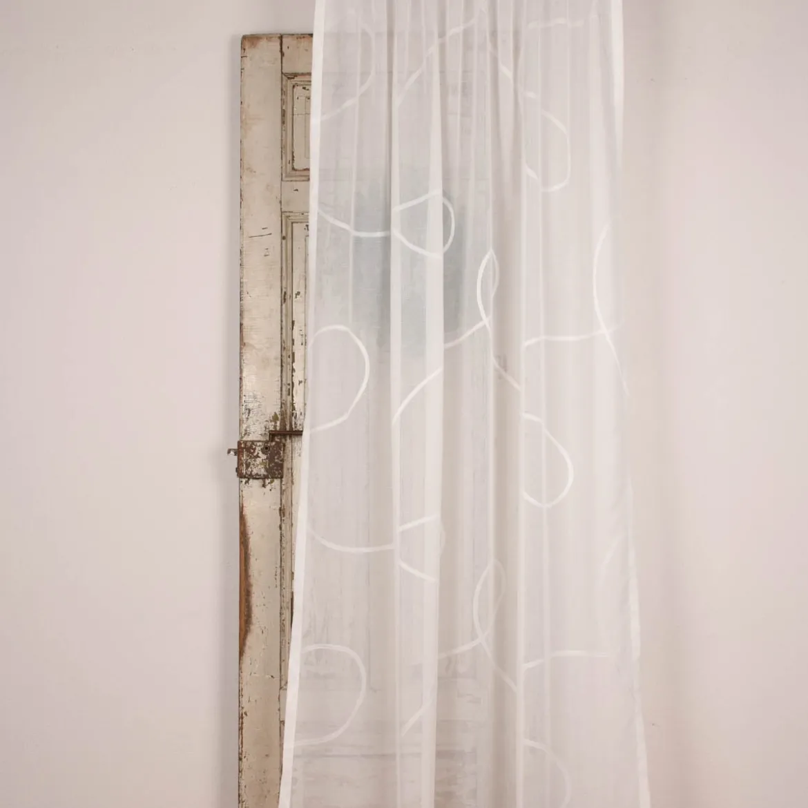 SCHÖNER LEBEN. Gardine Scherli Leinenstrukur Grafik Schlingendessin ecru 280cm breit und 285cm hoch oder Wunschhöhe