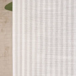 SCHÖNER LEBEN. Gardine Vorhang Zen Natur mit Längsstreifen ecru hellgrau 140cm breit und 260cm hoch oder Wunschlänge von SCHÖNER LEBEN.