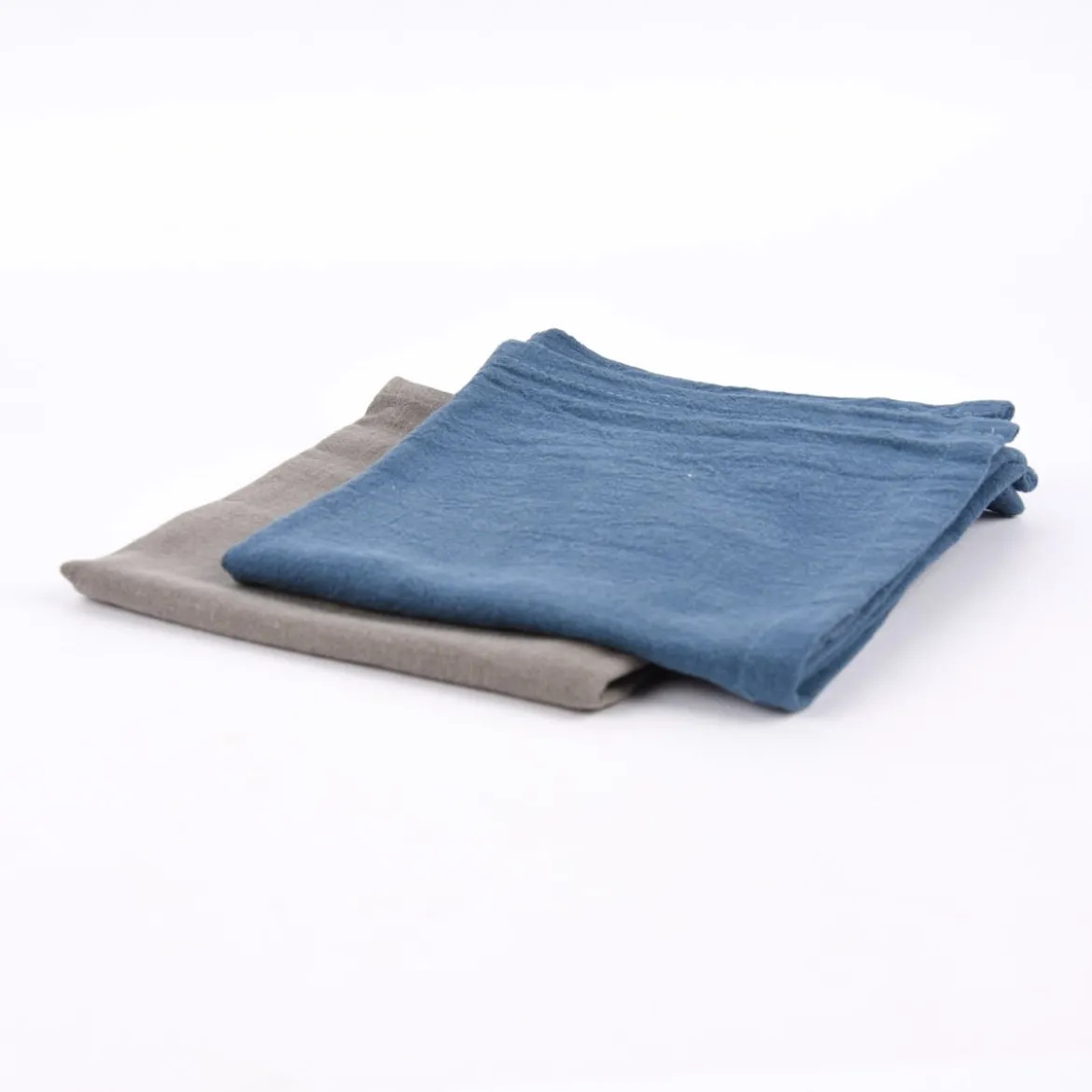 SCHÖNER LEBEN. Geschirrtuch 2er Set Bio Ramie Leinenoptik Farbmix blau und grau 40x70cm