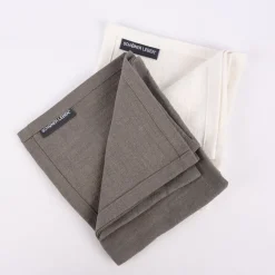 SCHÖNER LEBEN. Geschirrtuch 2er Set Bio Ramie Leinenoptik Farbmix cremeweiß und grau 40x70cm
