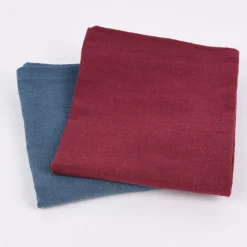 SCHÖNER LEBEN. Geschirrtuch 2er Set Bio Ramie Leinenoptik Farbmix blau und beere 40x70cm