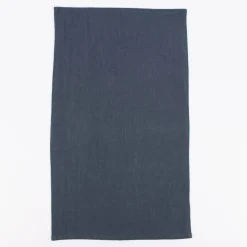 SCHÖNER LEBEN. Geschirrtuch 2er Set Bio Ramie Leinenoptik einfarbig dunkelblau 40x70cm