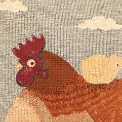 SCHÖNER LEBEN. Gobelin Kissenhülle Henne mit Küken beige 42x42cm