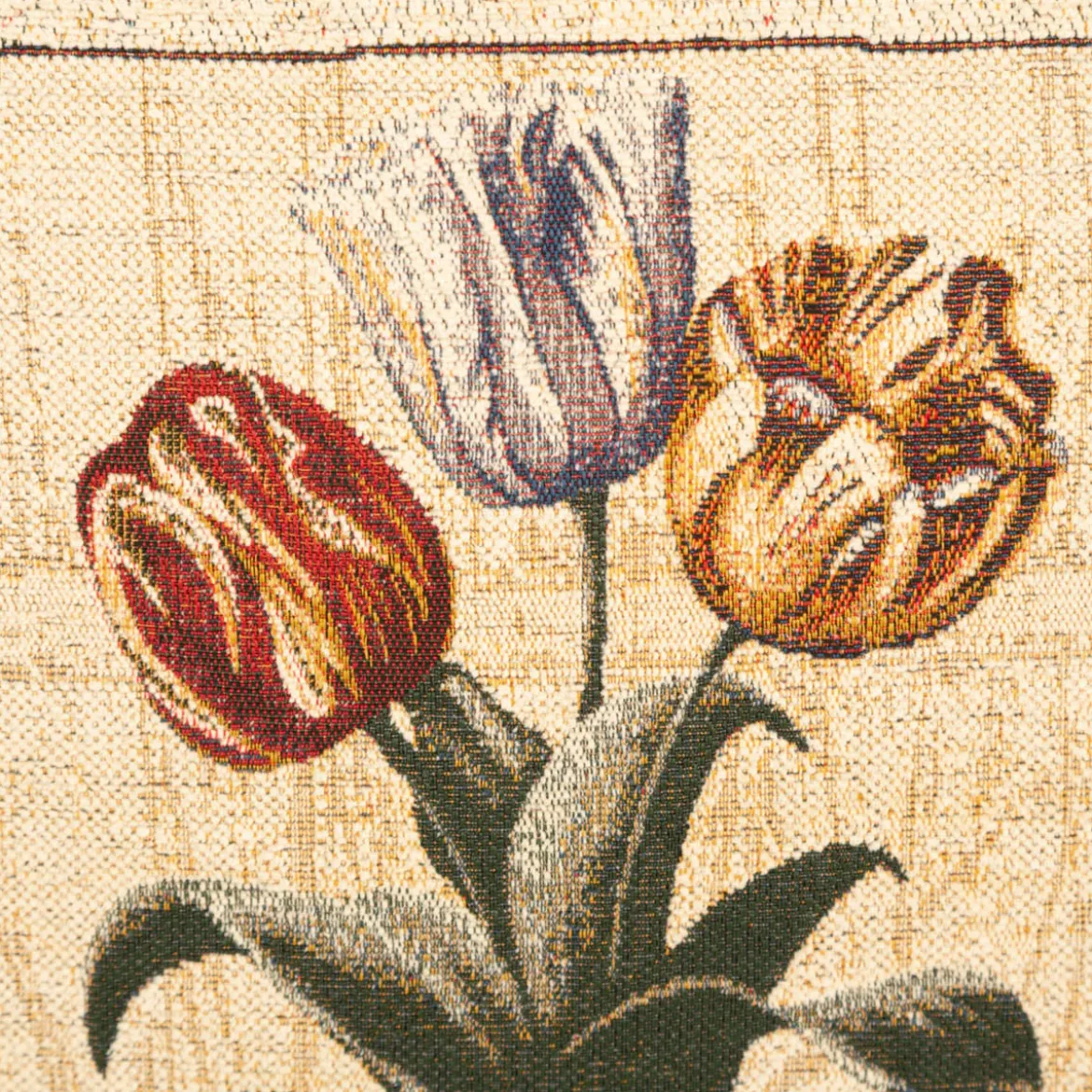 SCHÖNER LEBEN. Gobelin Kissenhülle Tulpen beige 42x42cm