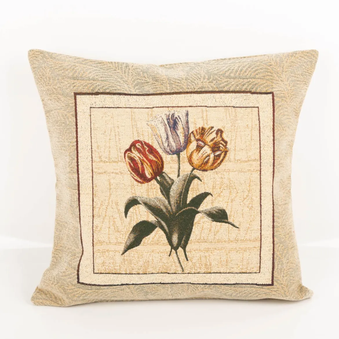 SCHÖNER LEBEN. Gobelin Kissenhülle Tulpen beige 42x42cm