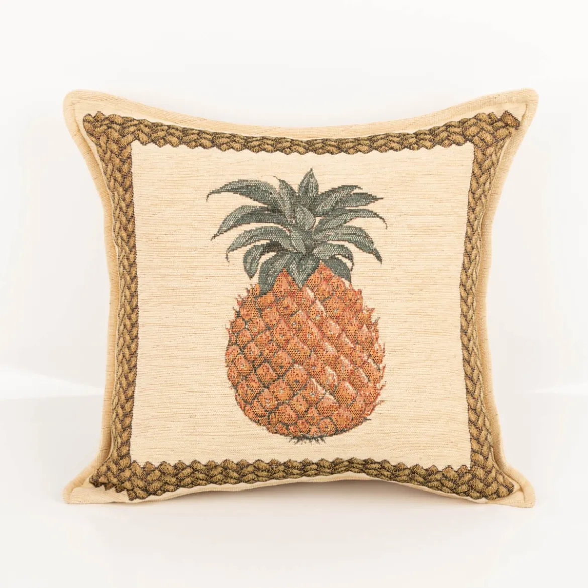 SCHÖNER LEBEN. Gobelin Kissenhülle Ananas beige braun 42x42cm