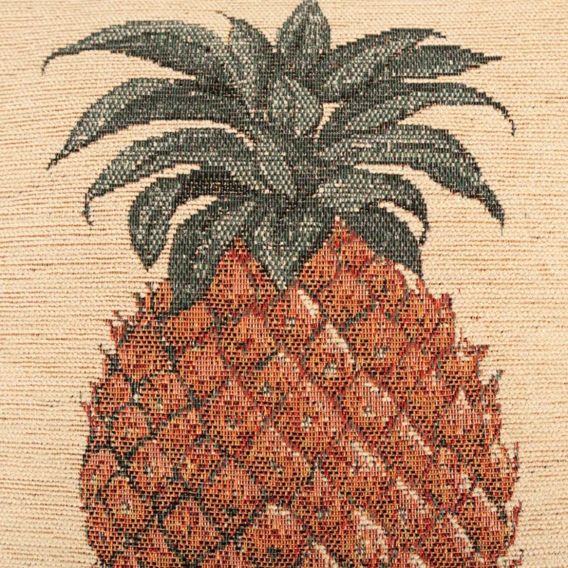 SCHÖNER LEBEN. Gobelin Kissenhülle Ananas beige braun 42x42cm