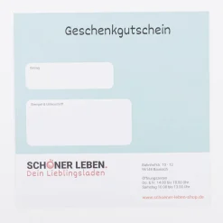 SCHÖNER LEBEN. Gutschein beschriftete Karte in verschiedenen Motiven