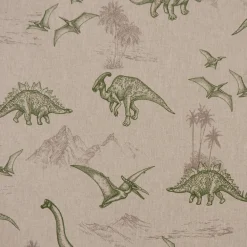 SCHÖNER LEBEN. Kinderzimmer-Vorhang Dinosaurier natur grün 245cm oder Wunschlänge