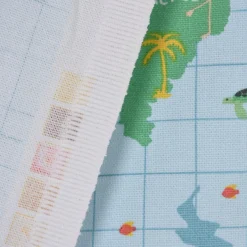 SCHÖNER LEBEN. Kinderzimmer-Vorhang Fryett`s Halbpanama Kinder Weltkarte Tiere hellblau 245cm oder Wunschlänge
