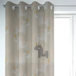 SCHÖNER LEBEN. Kinderzimmer-Vorhang Einhörner beige weiß grau rosa 245cm oder Wunschlänge