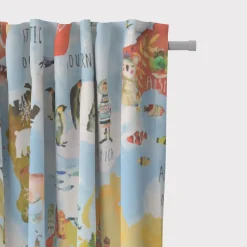 SCHÖNER LEBEN. Kinderzimmer-Vorhang Adventure Rainbow Weltkarte bunt 245cm oder Wunschlänge