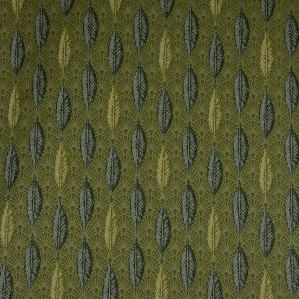 SCHÖNER LEBEN. Kissenhülle Art Déco Blätter Fächer grün creme verschiedene Größen