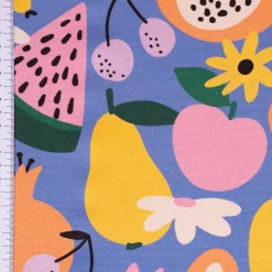 SCHÖNER LEBEN. Kissenhülle aus Baumwolle Retro Pop Obst Blumen lila bunt verschiedene Größen