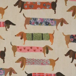 SCHÖNER LEBEN. Kissenhülle Baumwollstoff Dachshund Dackel beige bunt verschiedene Größen