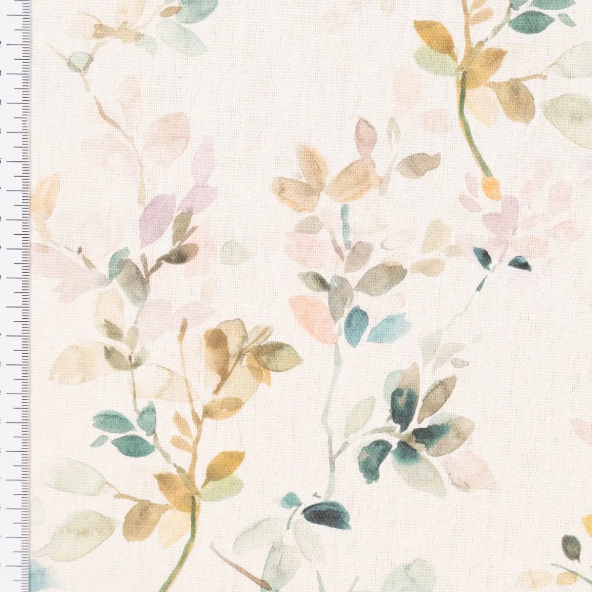 SCHÖNER LEBEN. Kissenhülle Baumwollstoff Aziza1 Aquarell Blätterzweige Blüten weiß pastell verschiedene Größen