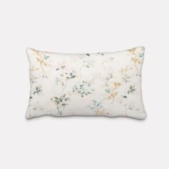 SCHÖNER LEBEN. Kissenhülle Baumwollstoff Aziza1 Aquarell Blätterzweige Blüten weiß pastell verschiedene Größen