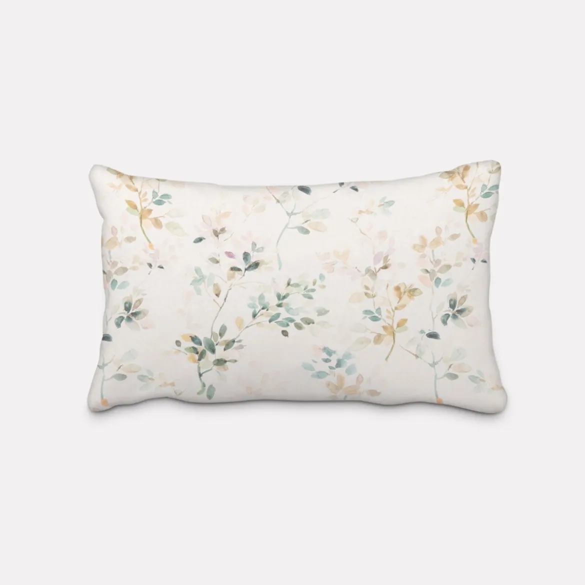 SCHÖNER LEBEN. Kissenhülle Baumwollstoff Aziza1 Aquarell Blätterzweige Blüten weiß pastell verschiedene Größen