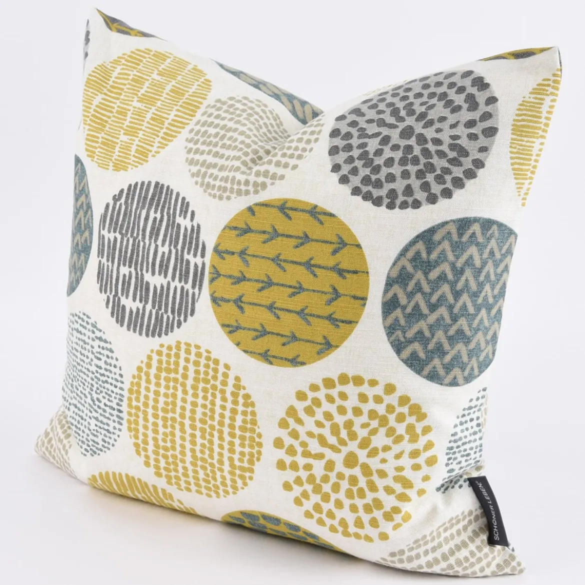 SCHÖNER LEBEN. Kissenhülle Casa Saffron Kreise creme grau braun 40x40cm