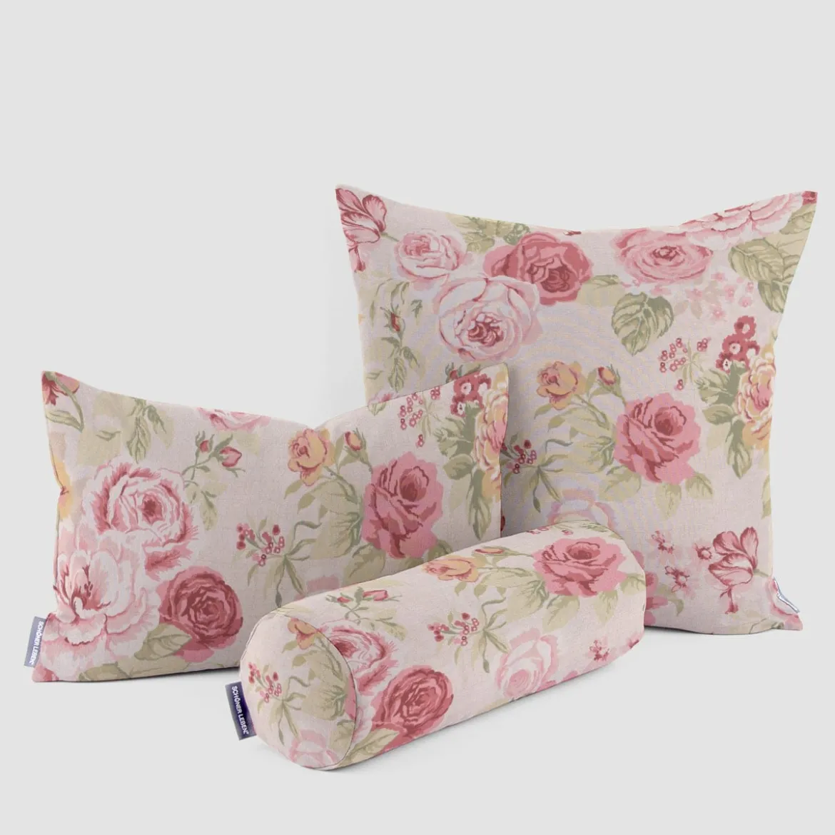 SCHÖNER LEBEN. Kissenhülle Clarke & Clarke STUDIO G Blumen Rosen beige grün rot verschiedene Größen