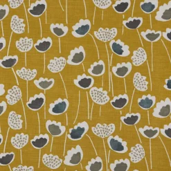 SCHÖNER LEBEN. Kissenhülle Clara Saffron Blumen senfgelb ocker blau grau verschiedene Größen