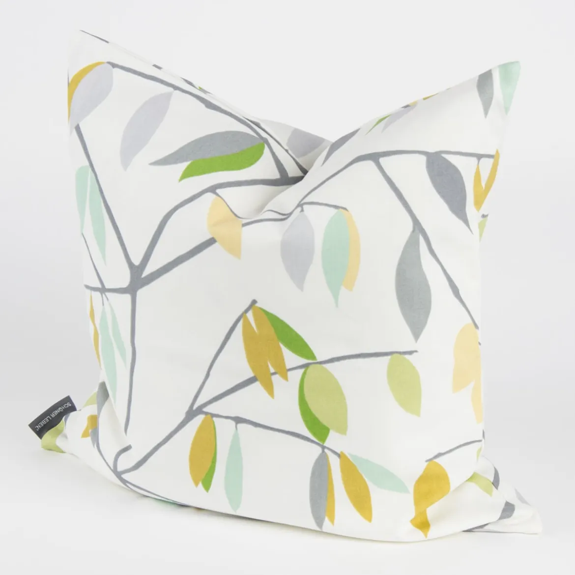 Schöner Leben Kissenhülle Coco Plum Lemonade Blätter grau grün gelb 50x50cm