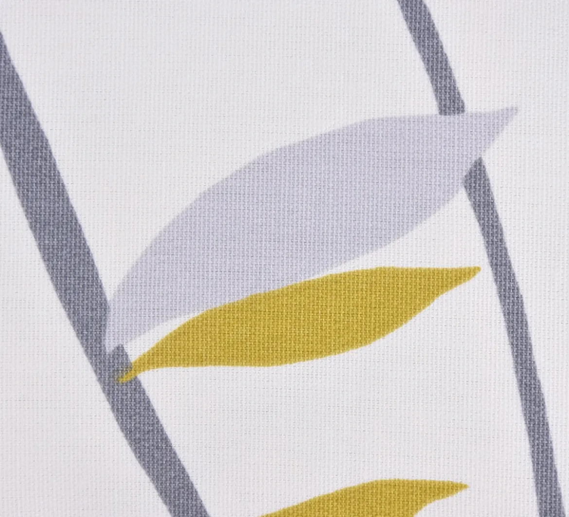 SCHÖNER LEBEN. Kissenhülle Coco Lemonade Blätter grau grün gelb 30x50cm