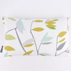 SCHÖNER LEBEN. Kissenhülle Coco Lemonade Blätter grau grün gelb 30x50cm