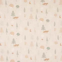 SCHÖNER LEBEN. Kissenhülle Cold Forest Animals Bäume Waldtiere beige grün weiß verschiedene Größen